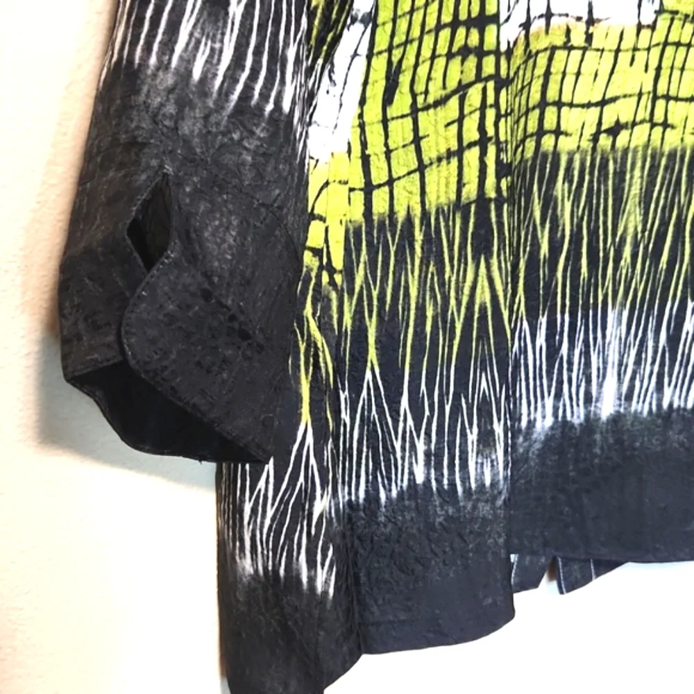 Dressori 100% Silk Art Abstract Design 3/4 Length Sleeves Blouse Size Large EUC